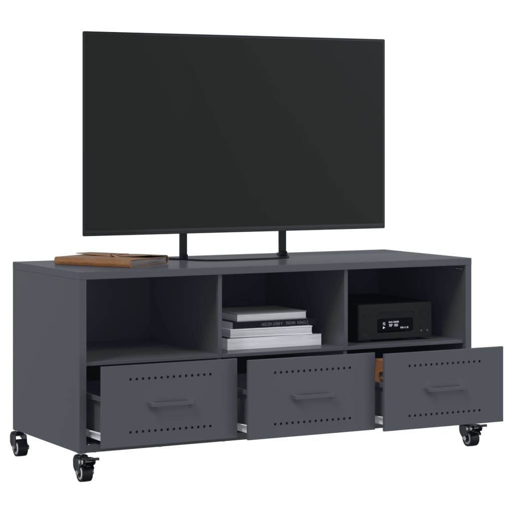 Meuble TV anthracite 100,5x39x43,5 cm acier - XIOS