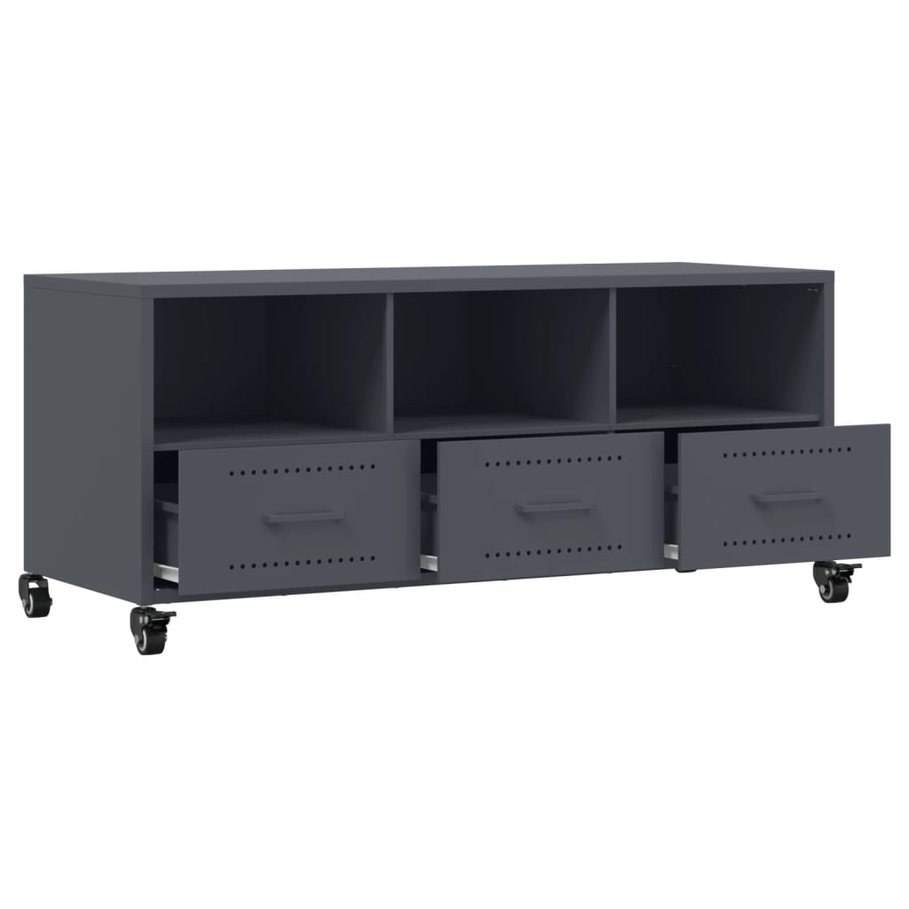 Meuble TV anthracite 100,5x39x43,5 cm acier - XIOS
