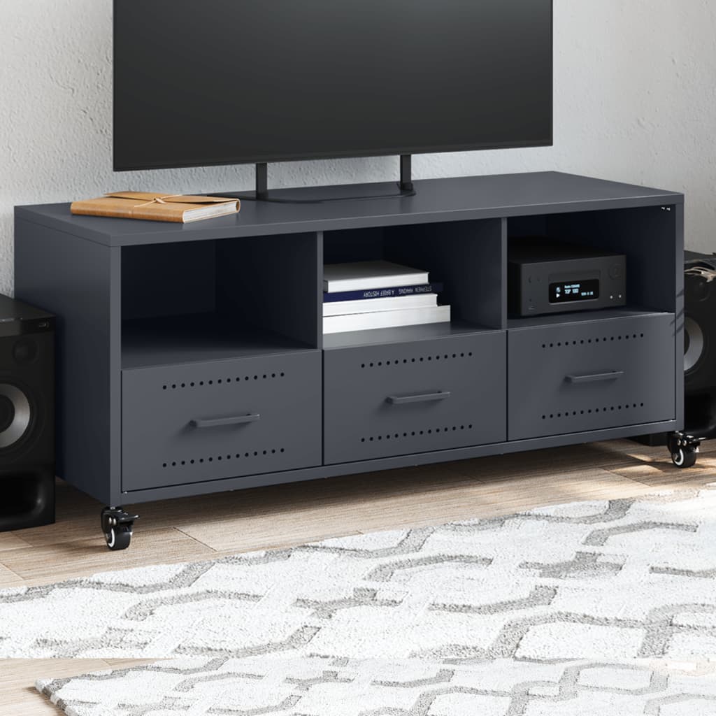Meuble TV anthracite 100,5x39x43,5 cm acier - XIOS