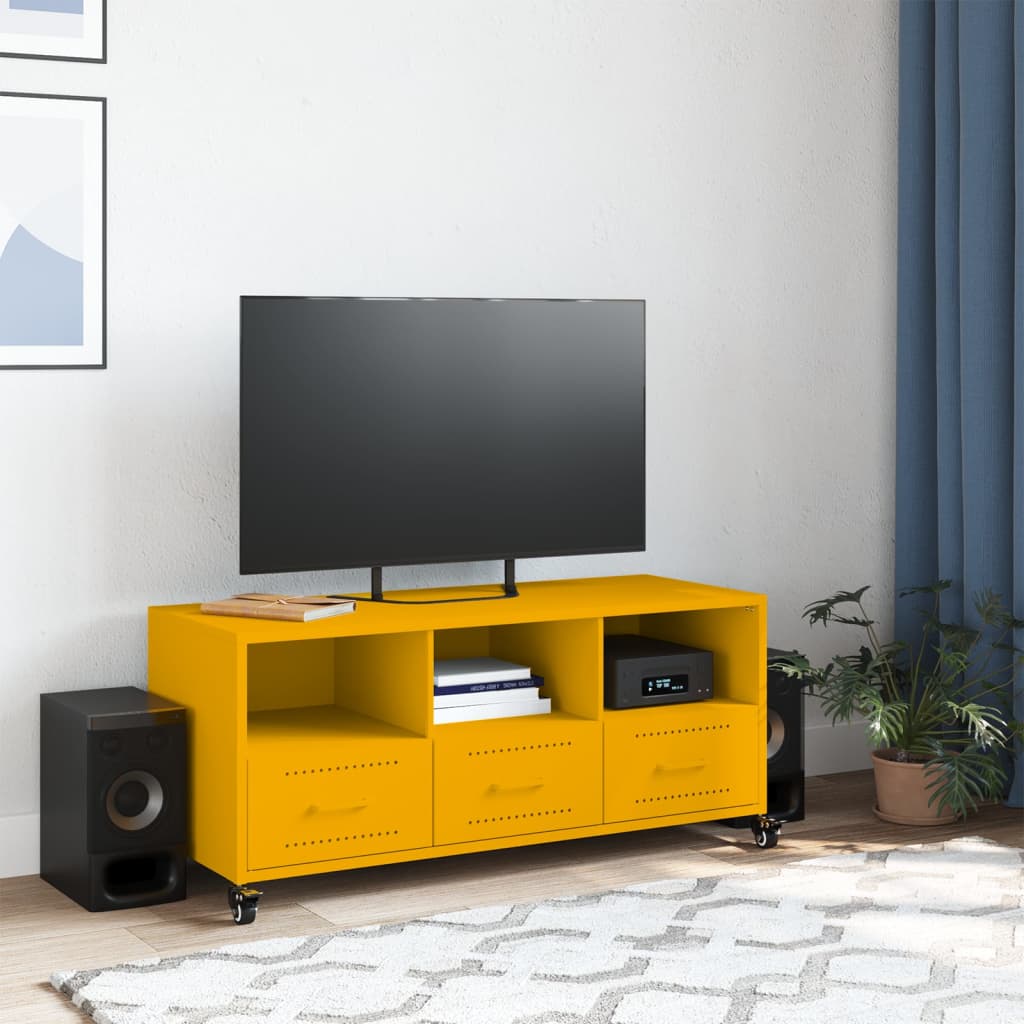 Meuble TV jaune moutarde 100,5x39x43,5 cm acier - XIOS
