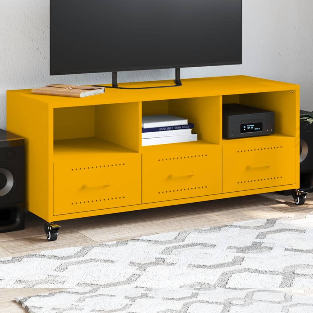 Meuble TV jaune moutarde 100,5x39x43,5 cm acier - XIOS