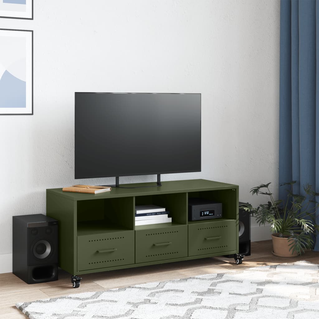 Meuble TV vert olive 100,5x39x43,5 cm acier - XIOS