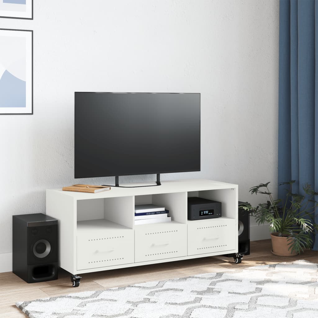 Meuble TV blanc 100,5x39x43,5 cm acier - XIOS