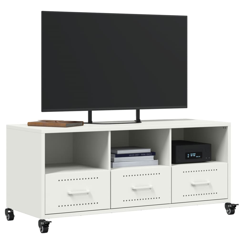 Meuble TV blanc 100,5x39x43,5 cm acier - XIOS