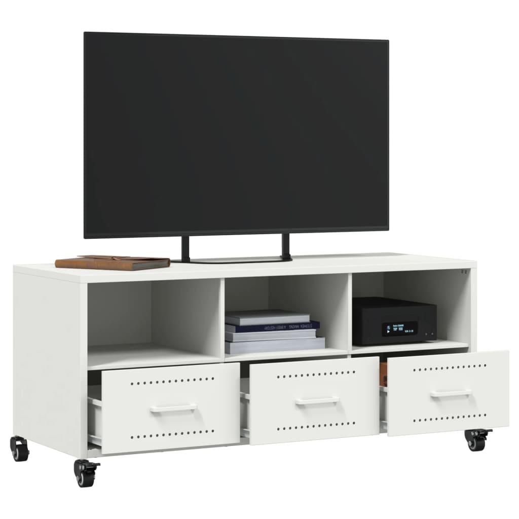 Meuble TV blanc 100,5x39x43,5 cm acier - XIOS