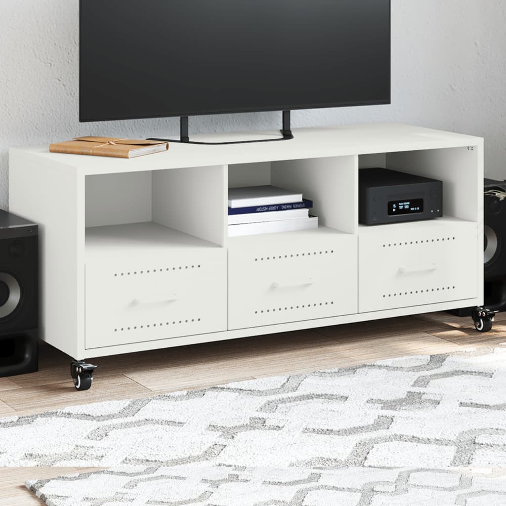 Meuble TV blanc 100,5x39x43,5 cm acier - XIOS