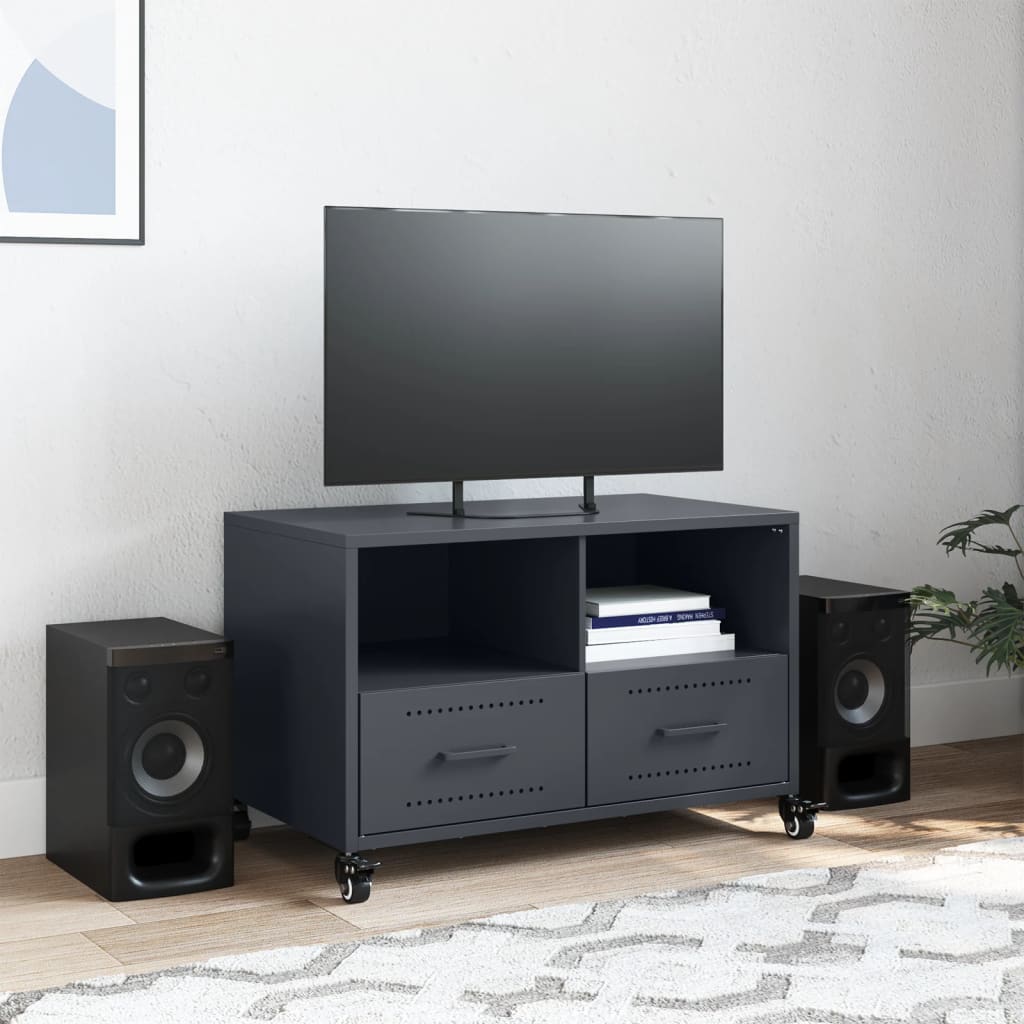 Meuble TV anthracite 68x39x43,5 cm acier - XIOS