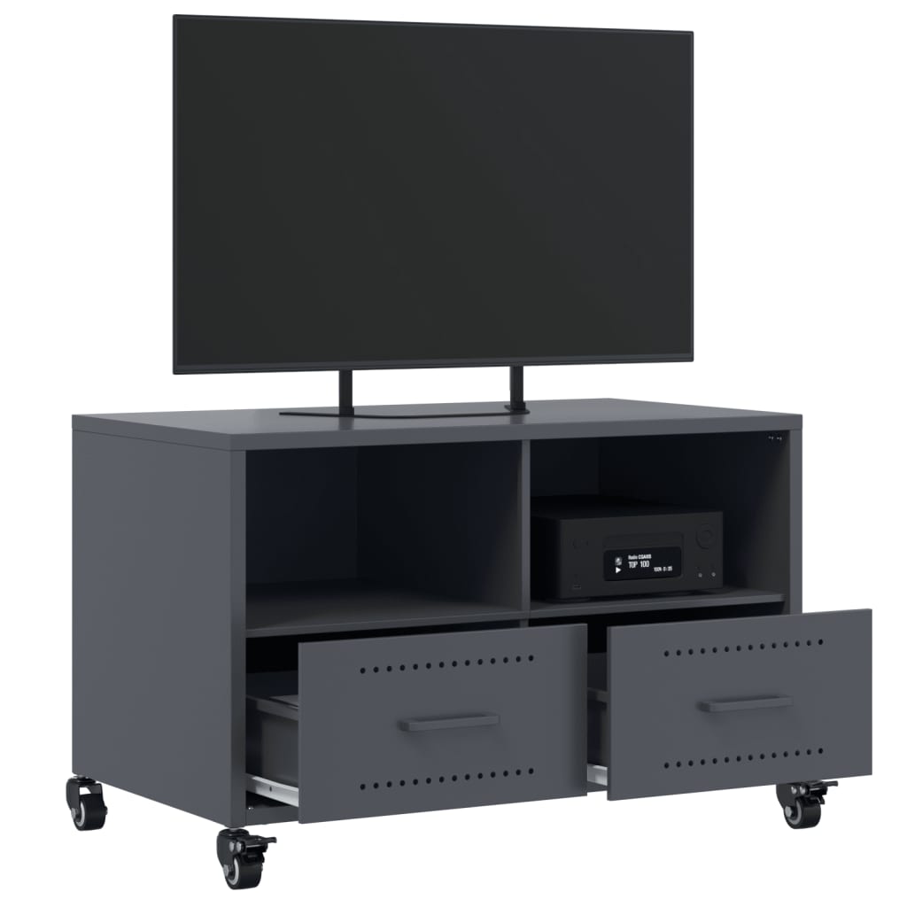 Meuble TV anthracite 68x39x43,5 cm acier - XIOS