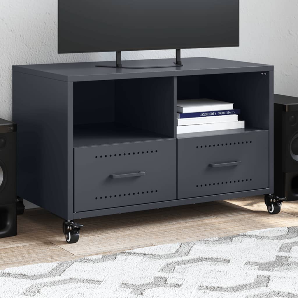 Meuble TV anthracite 68x39x43,5 cm acier - XIOS