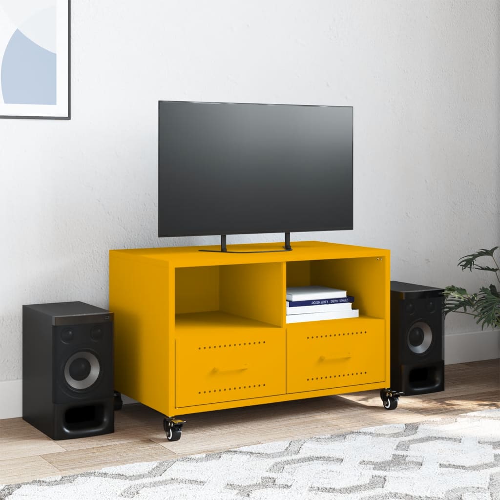 Meuble TV jaune moutarde 68x39x43,5 cm acier - XIOS