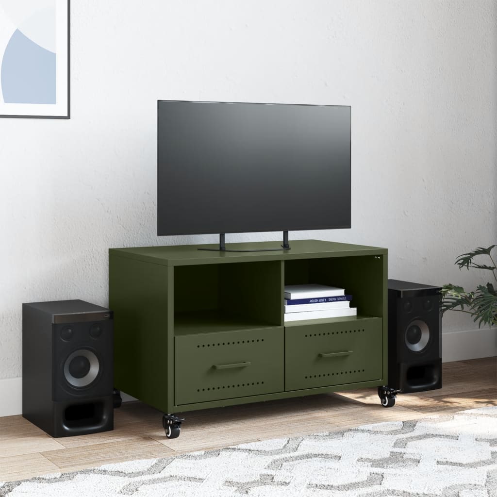 Meuble TV vert olive 68x39x43,5 cm acier - XIOS