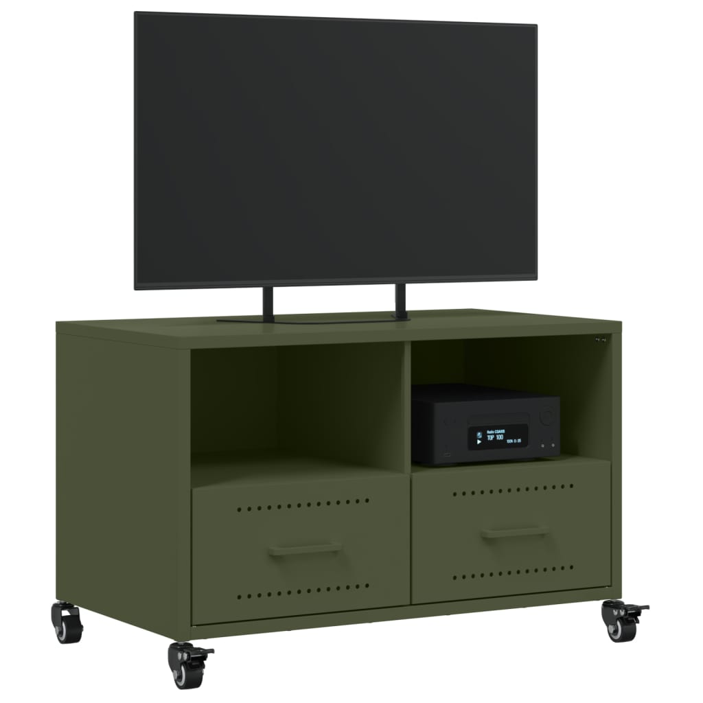 Meuble TV vert olive 68x39x43,5 cm acier - XIOS