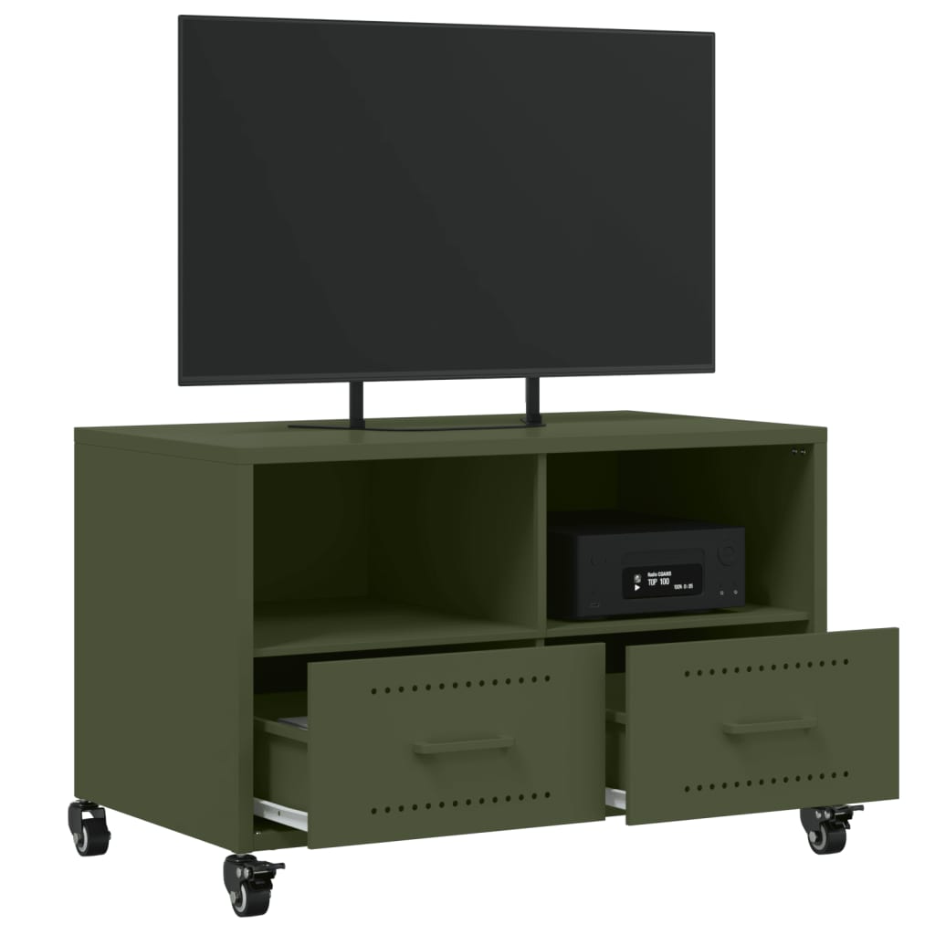 Meuble TV vert olive 68x39x43,5 cm acier - XIOS
