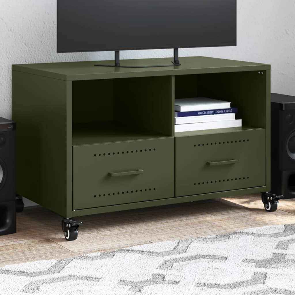 Meuble TV vert olive 68x39x43,5 cm acier - XIOS