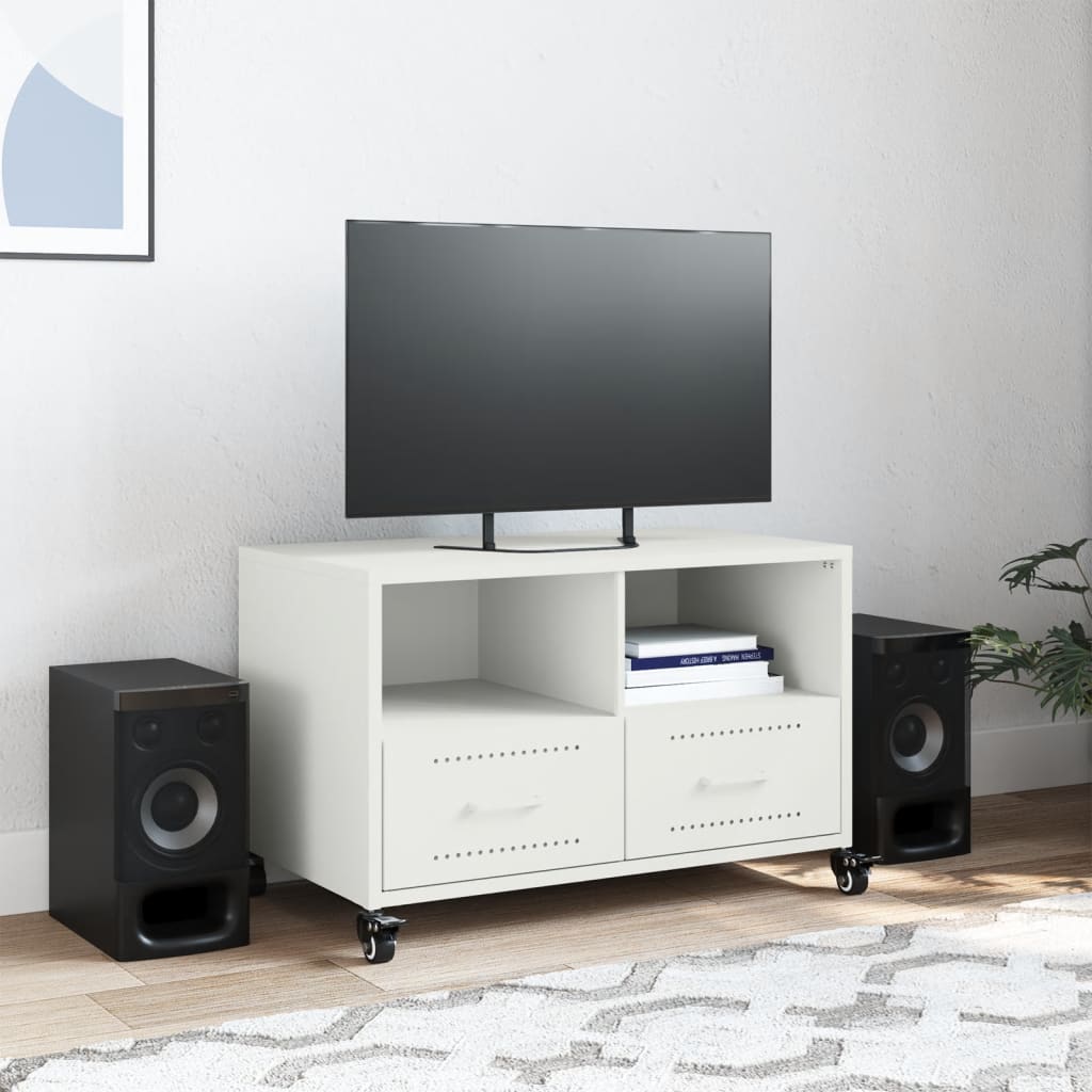 Meuble TV blanc 68x39x43,5 cm acier - XIOS