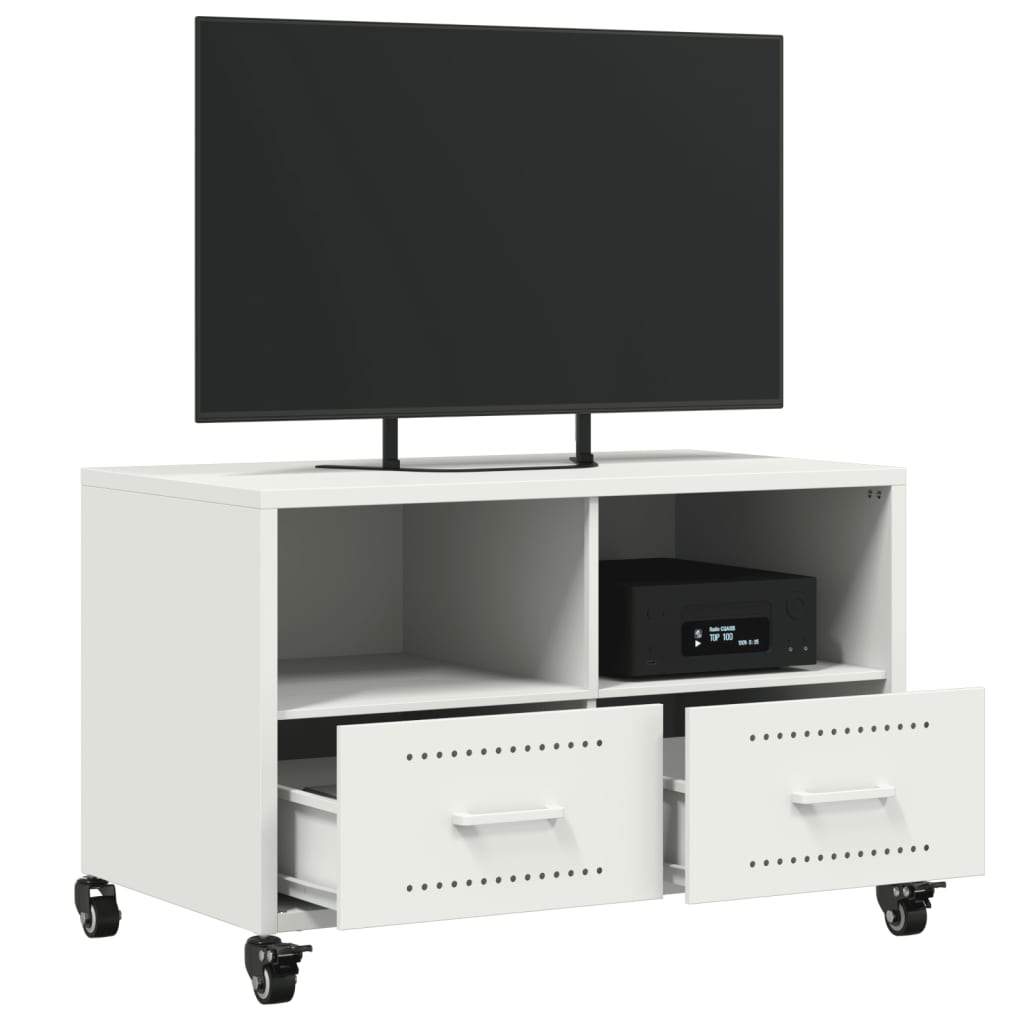 Meuble TV blanc 68x39x43,5 cm acier - XIOS