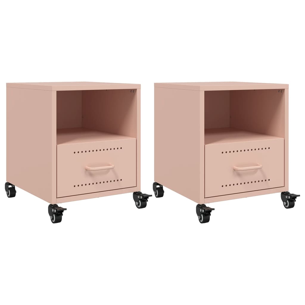 Tables de chevet 2 pcs rose 36x39x43,5 cm acier - XIOS