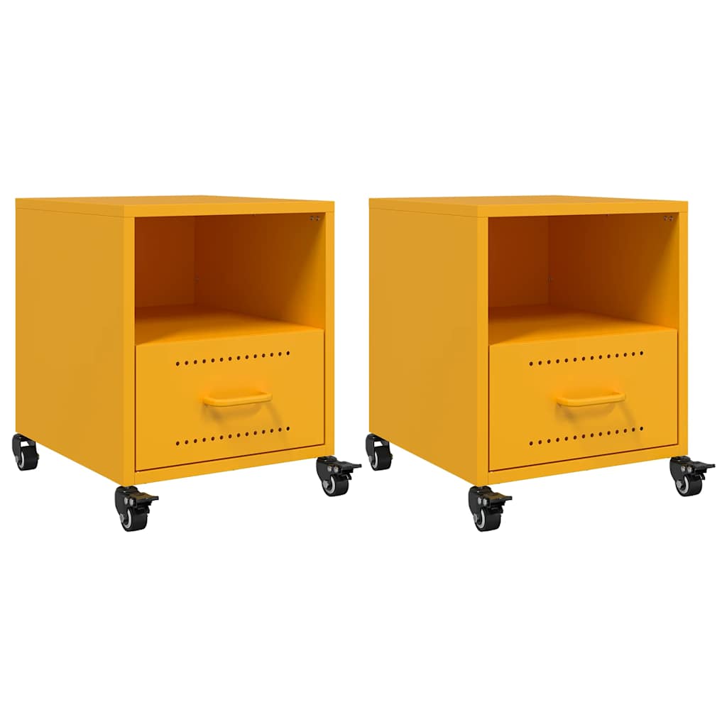 Tables de chevet 2 pcs jaune moutarde 36x39x43,5 cm acier - XIOS