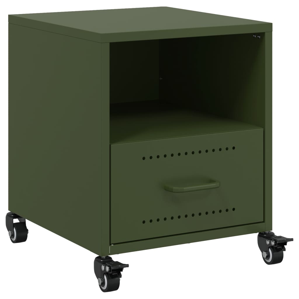 Table de chevet vert olive 36x39x43,5 cm acier - XIOS