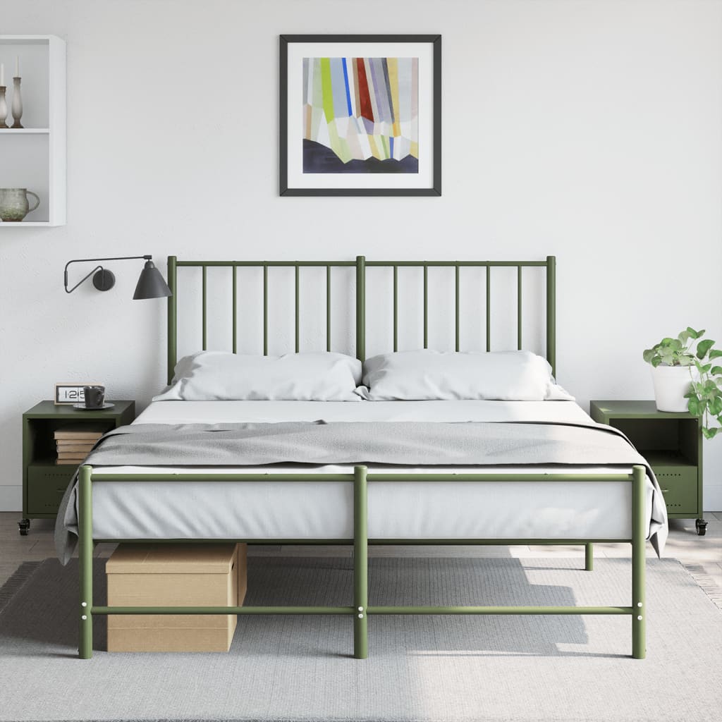 Tables de chevet 2 pcs vert olive 36x39x43,5 cm acier - XIOS