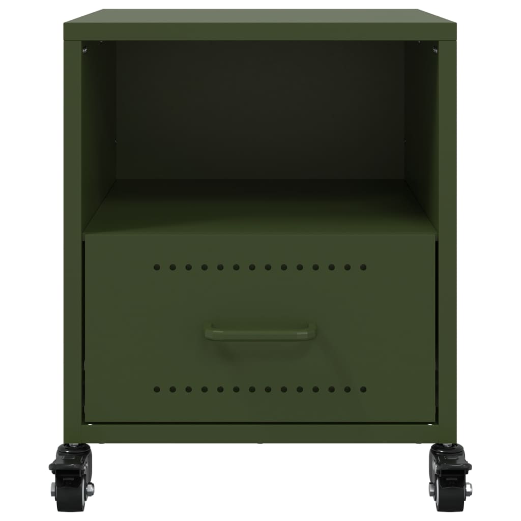 Tables de chevet 2 pcs vert olive 36x39x43,5 cm acier - XIOS