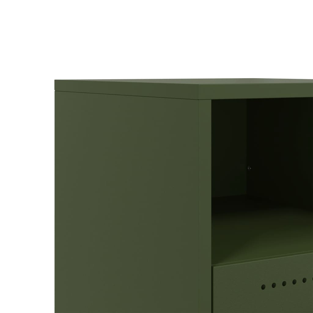 Tables de chevet 2 pcs vert olive 36x39x43,5 cm acier - XIOS