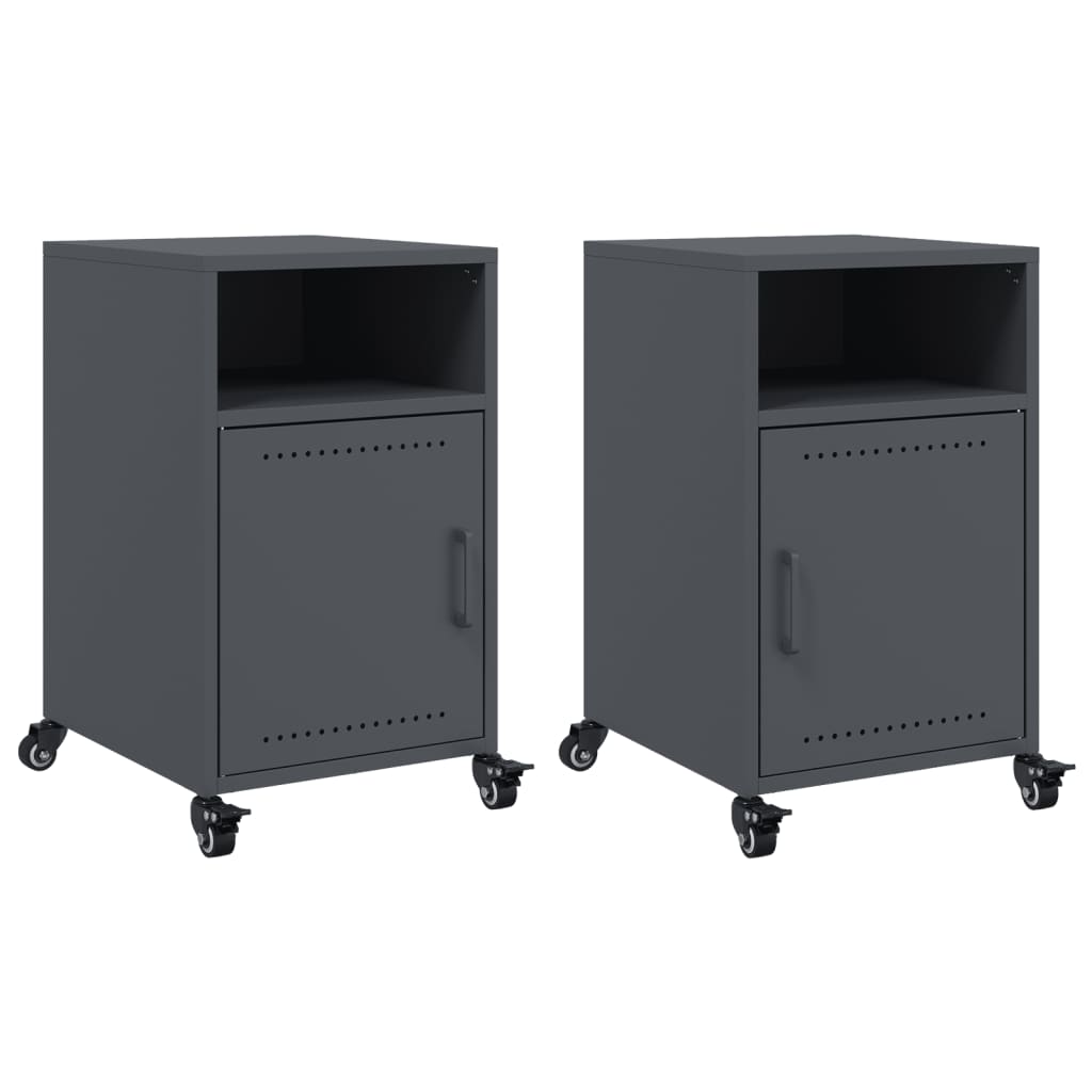 Tables de chevet 2 pcs anthracite 36x39x59 cm acier - XIOS