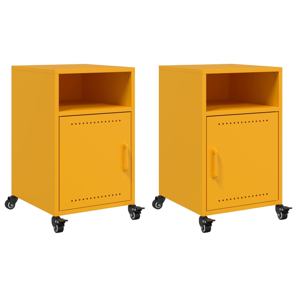 Tables de chevet 2 pcs jaune moutarde 36x39x59 cm acier - XIOS