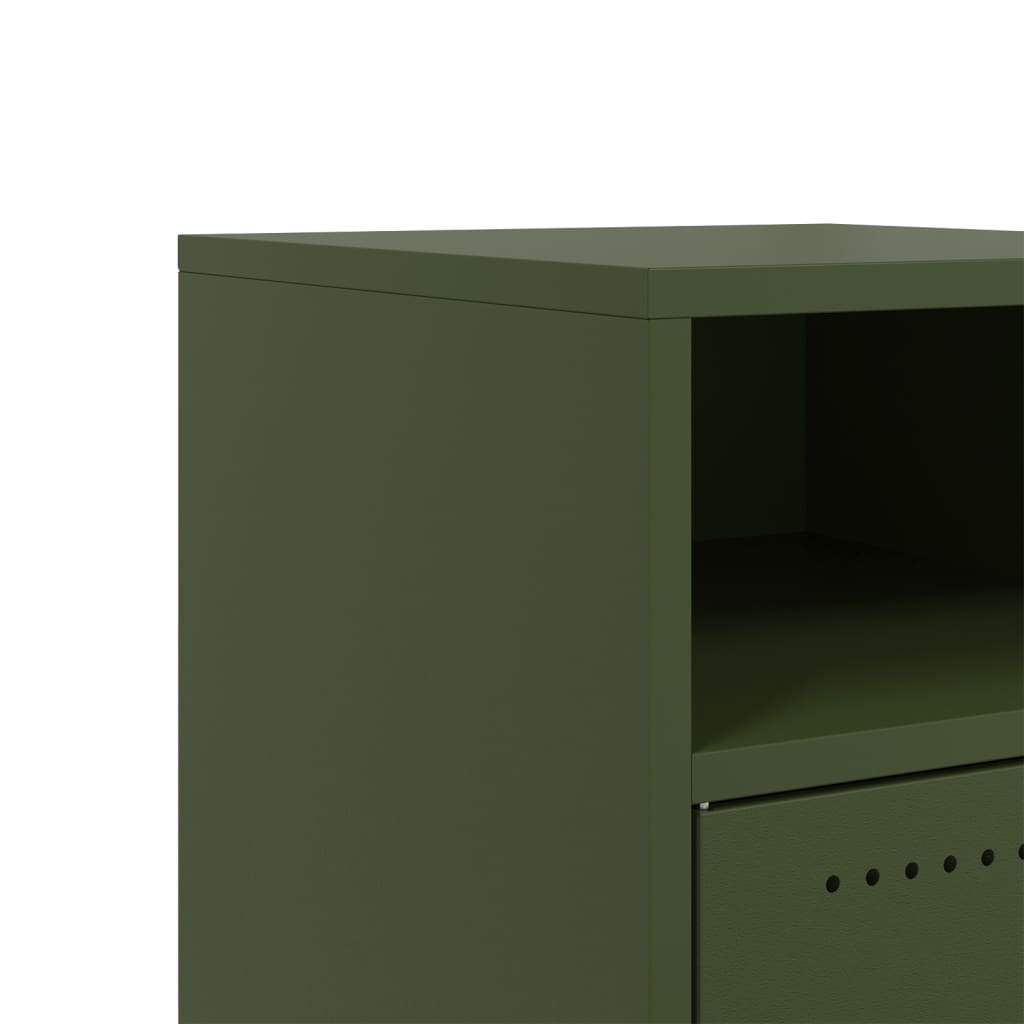 Tables de chevet 2 pcs vert olive 36x39x59 cm acier - XIOS