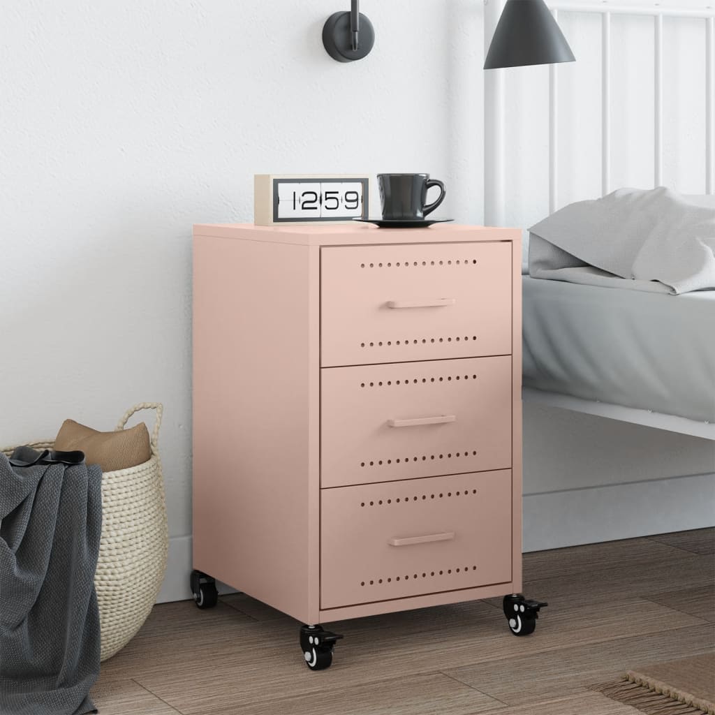 Table de chevet rose 36x39x59 cm acier - XIOS