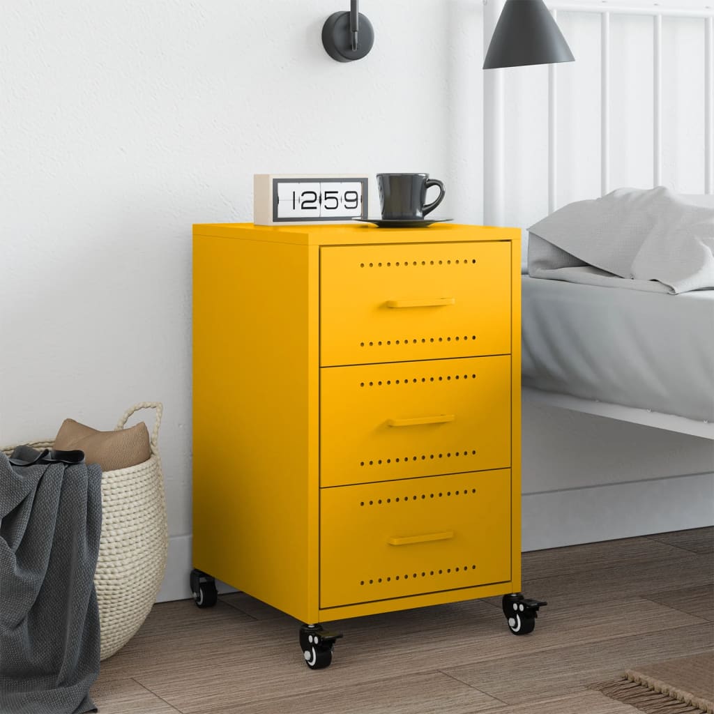 Table de chevet jaune moutarde 36x39x59 cm acier - XIOS