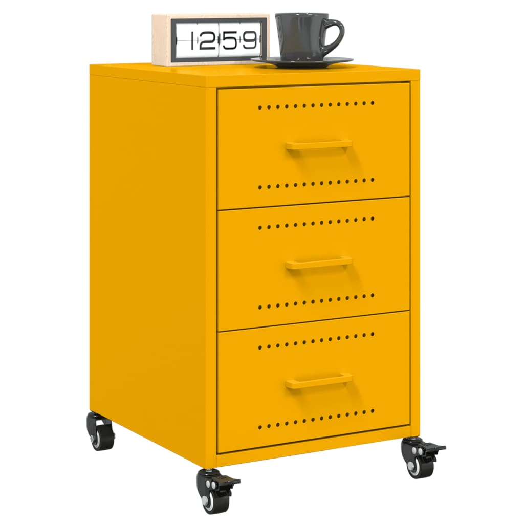 Table de chevet jaune moutarde 36x39x59 cm acier - XIOS
