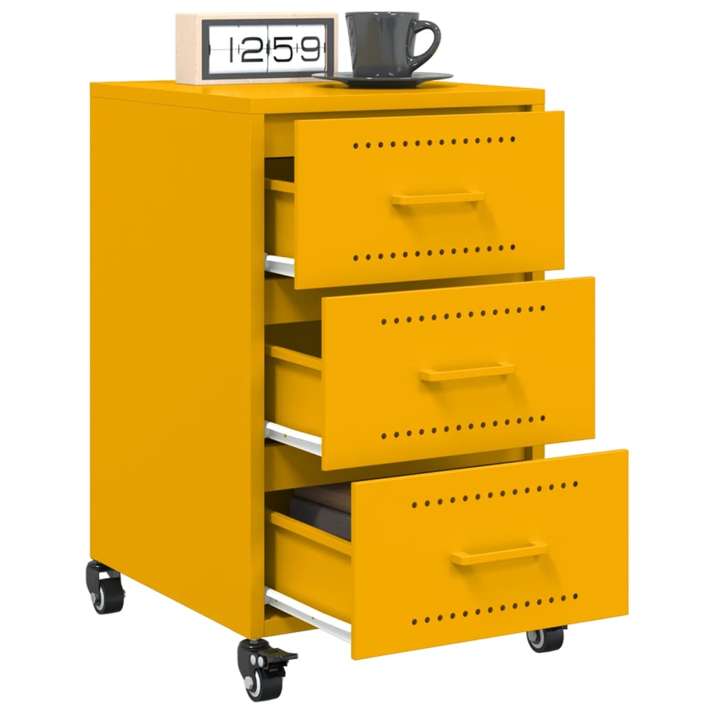 Table de chevet jaune moutarde 36x39x59 cm acier - XIOS