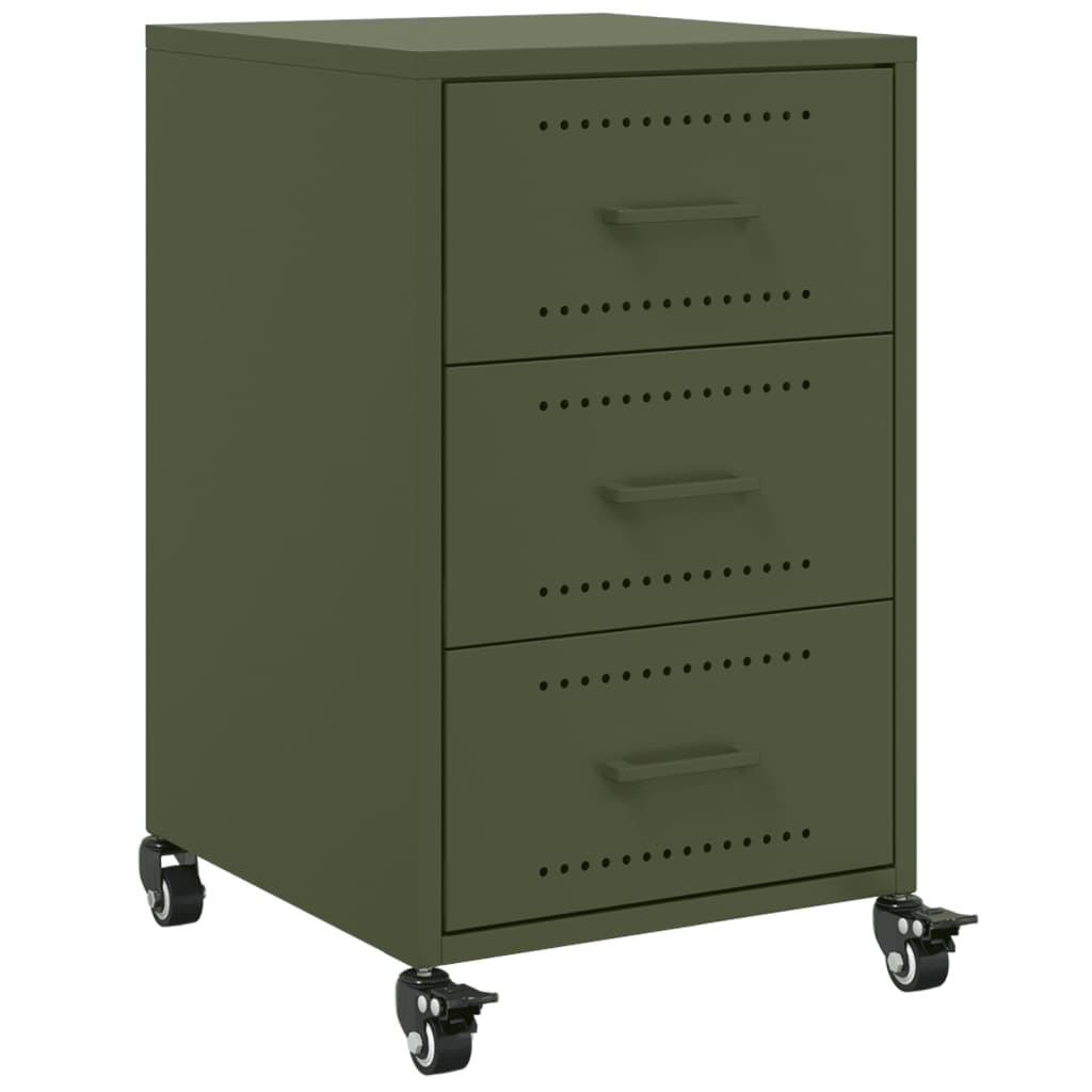 Table de chevet vert olive 36x39x59 cm acier - XIOS