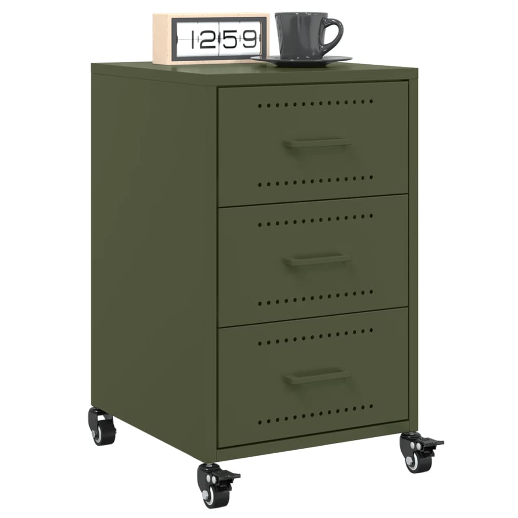 Table de chevet vert olive 36x39x59 cm acier - XIOS