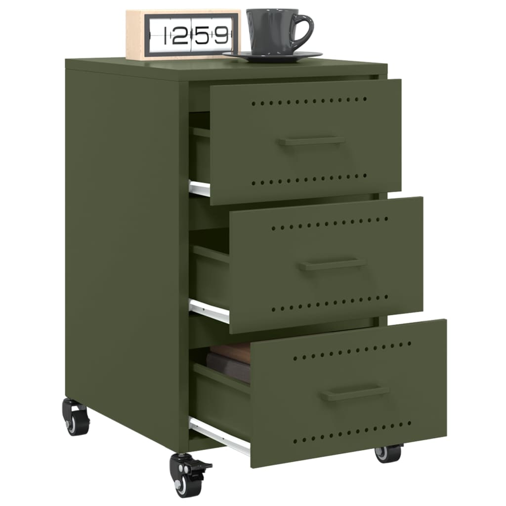 Table de chevet vert olive 36x39x59 cm acier - XIOS