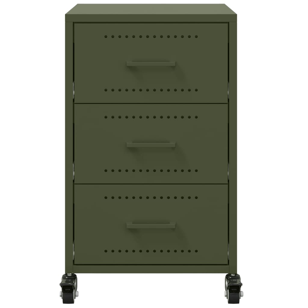 Table de chevet vert olive 36x39x59 cm acier - XIOS