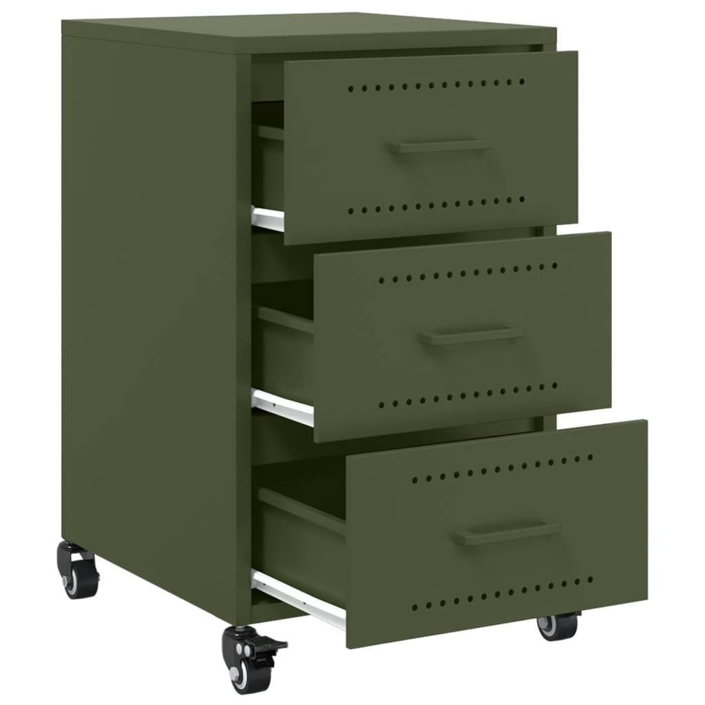 Table de chevet vert olive 36x39x59 cm acier - XIOS