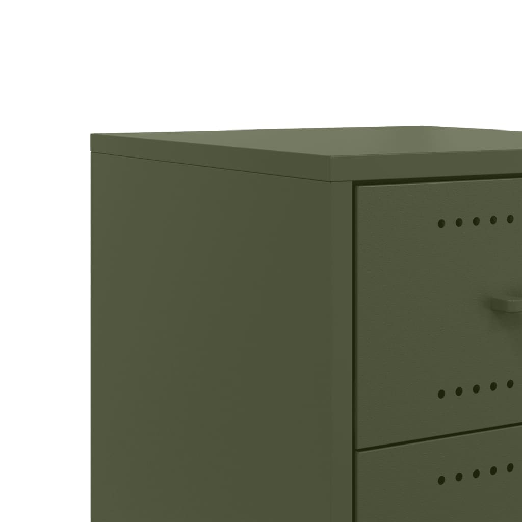 Table de chevet vert olive 36x39x59 cm acier - XIOS