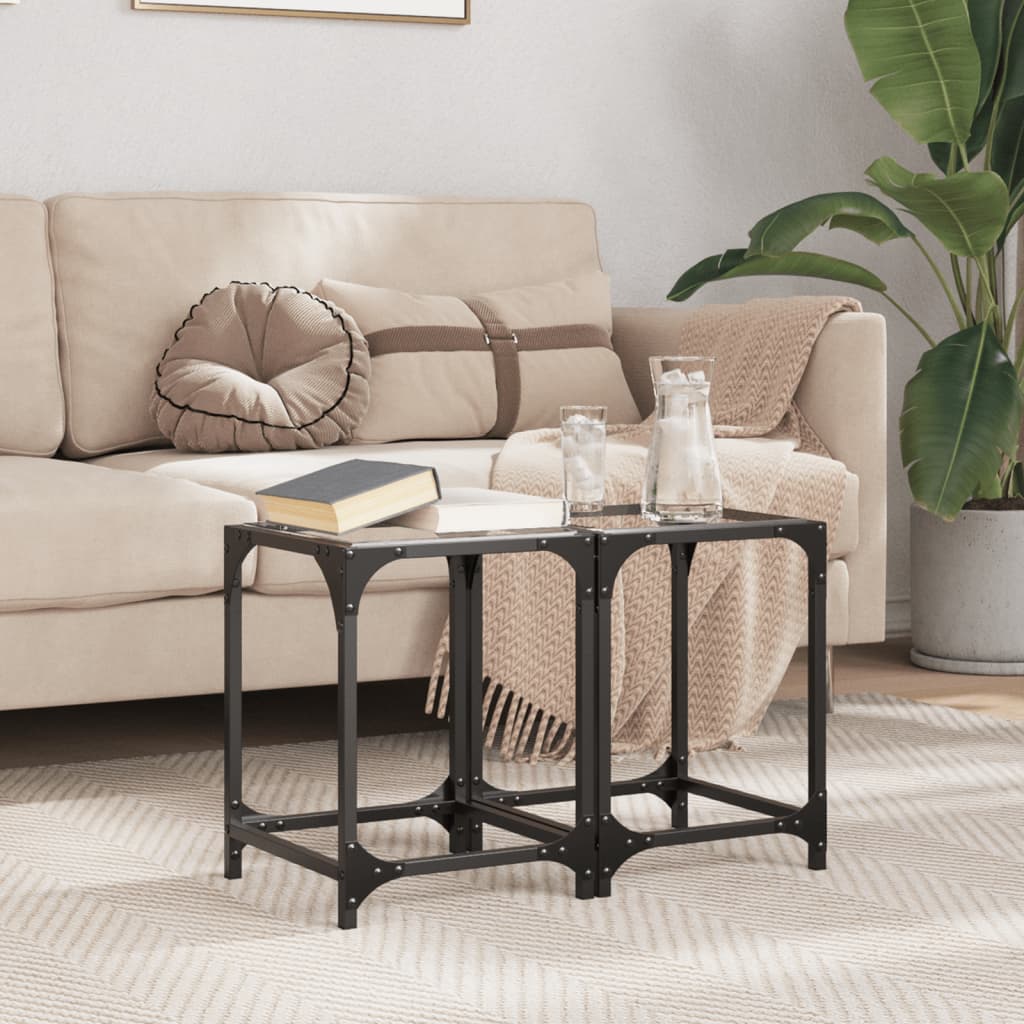 Tables basses avec dessus en verre transparent 2 pcs acier - XIOS