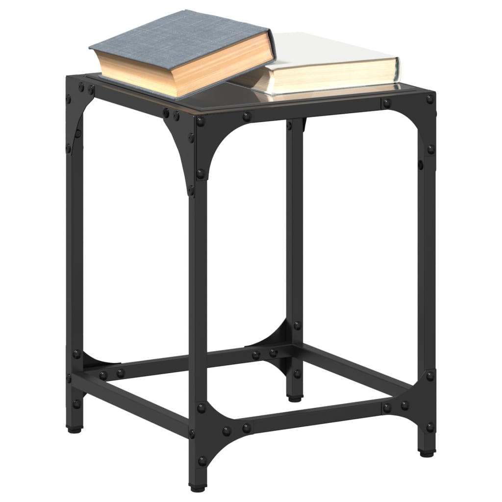 Tables basses avec dessus en verre noir 2 pcs 30x30x40 cm acier - XIOS
