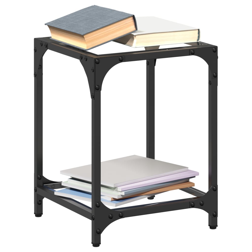 Table basse avec dessus en verre transparent 30x30x40 cm acier - XIOS