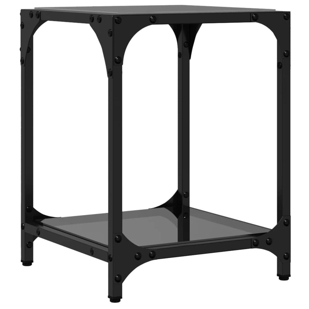 Tables basses avec dessus en verre noir 2 pcs 30x30x40 cm acier - XIOS