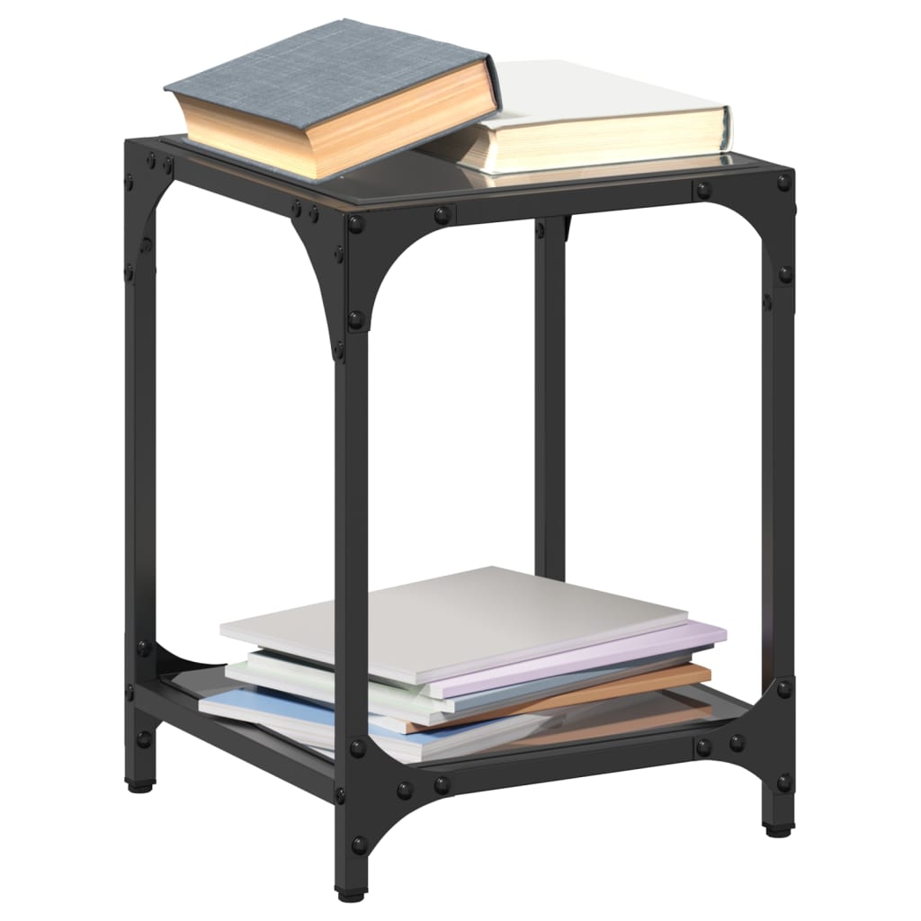 Tables basses avec dessus en verre noir 2 pcs 30x30x40 cm acier - XIOS