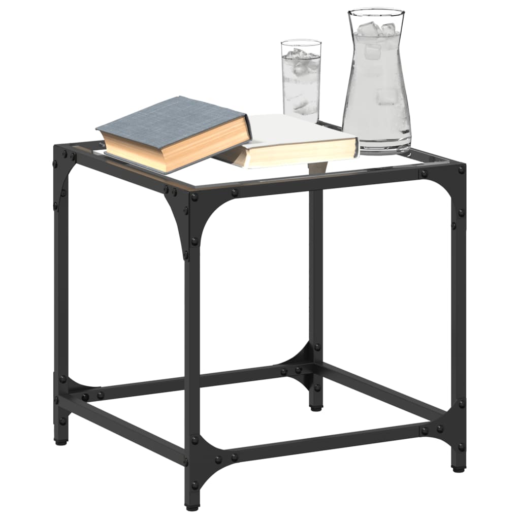 Table basse avec dessus en verre transparent 40x40x40 cm acier - XIOS