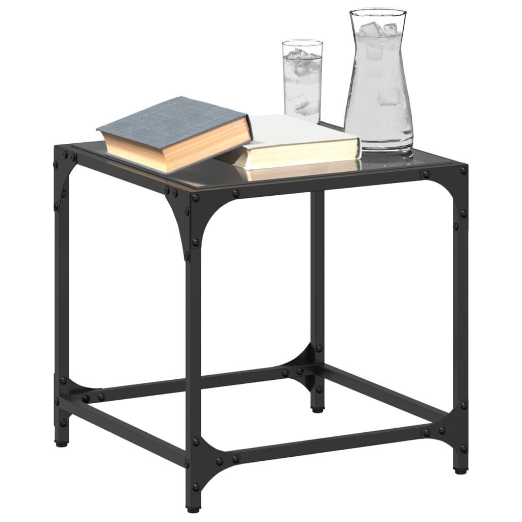 Table basse avec dessus en verre noir 40x40x40 cm acier - XIOS
