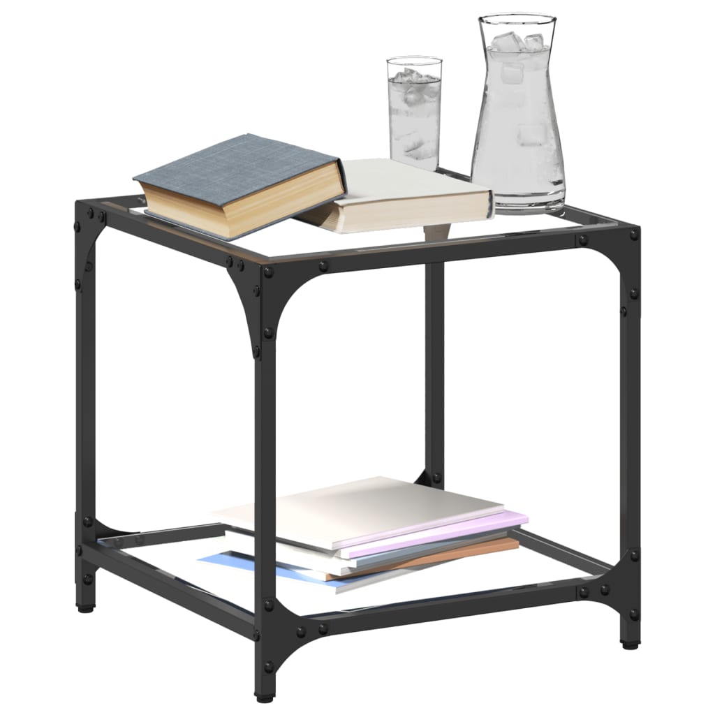 Table basse avec dessus en verre transparent 40x40x40 cm acier - XIOS
