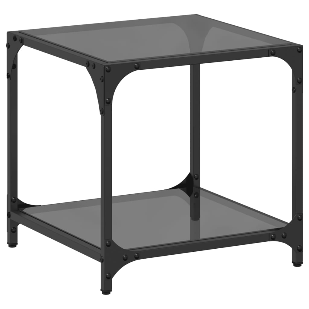 Table basse avec dessus en verre noir 40x40x40 cm acier - XIOS