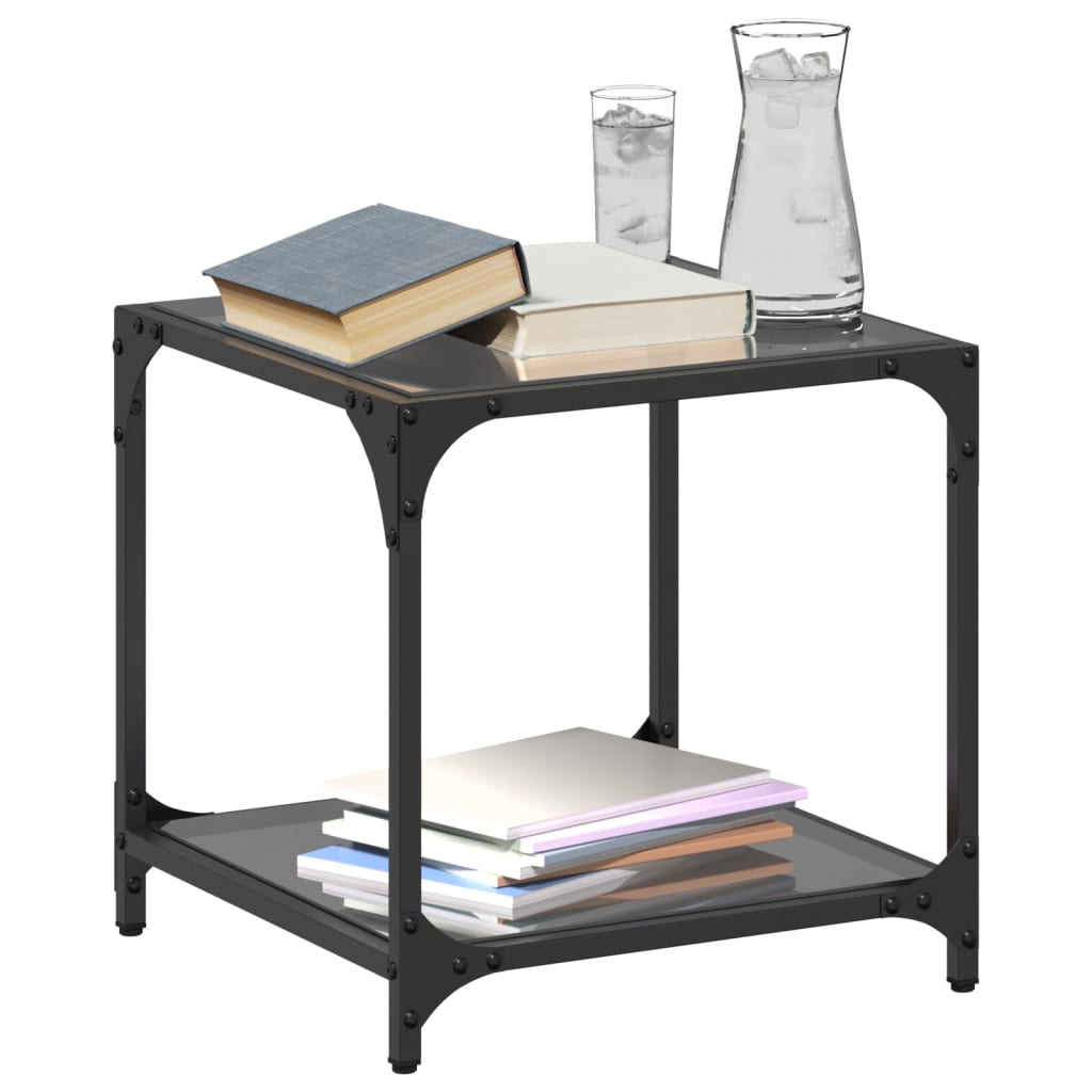 Table basse avec dessus en verre noir 40x40x40 cm acier - XIOS