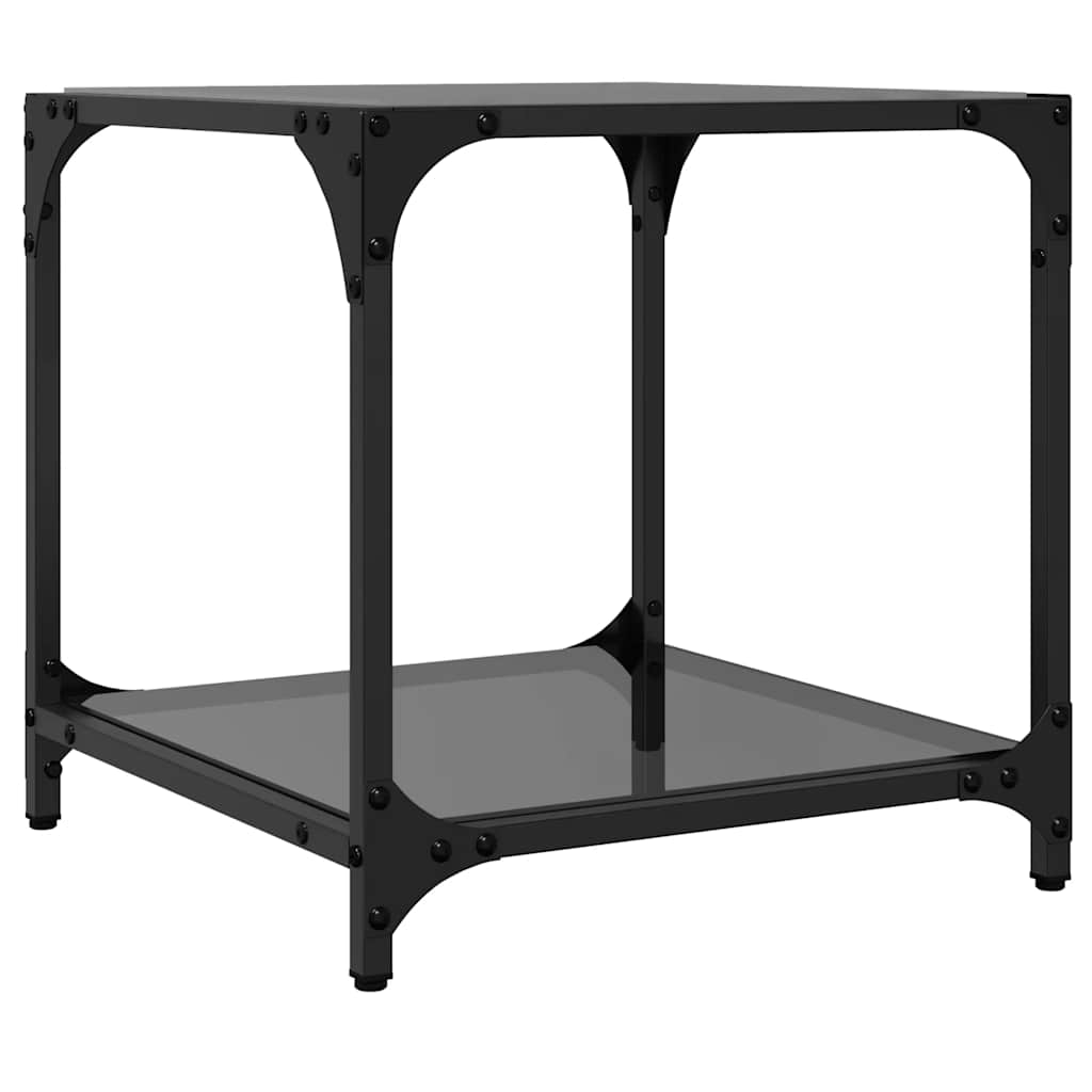 Table basse avec dessus en verre noir 40x40x40 cm acier - XIOS